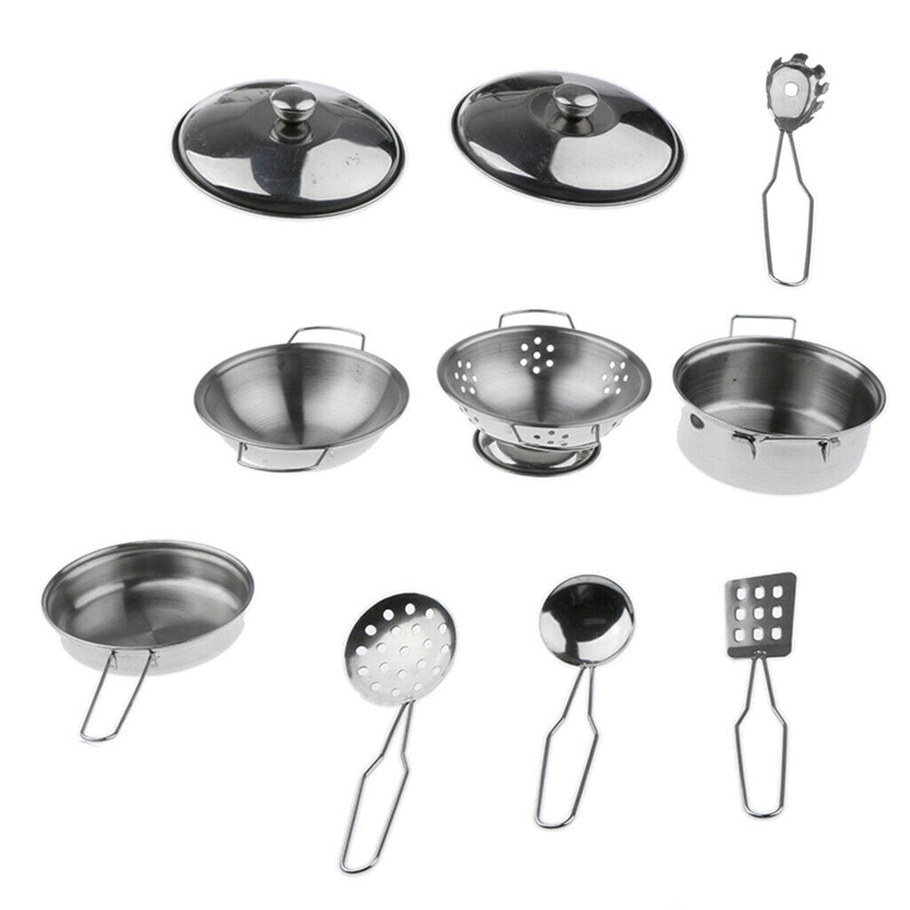 10pcs Simulation Kids Kitchen Cookware Set Children Dolllhouse Toys Age 3+ B