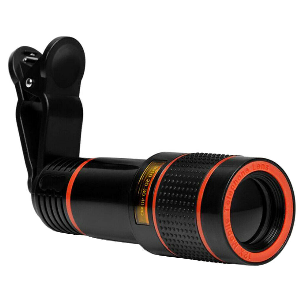Adajustable 12X Phone Camera Lens Clip-on Zoom Optical Telephoto Lens