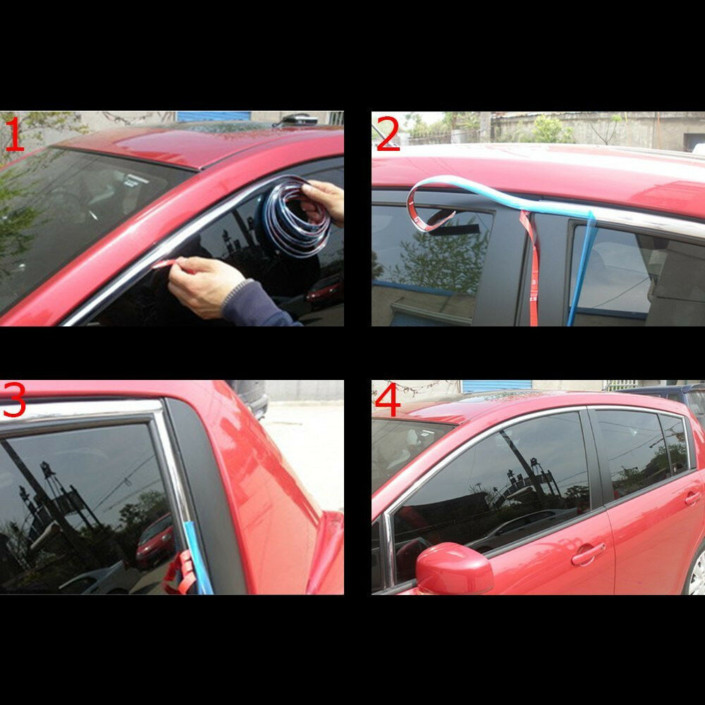 2.5M Car Truck Bumper Door Edge Lip Protector Strip Chrome Decor Moulding Trim