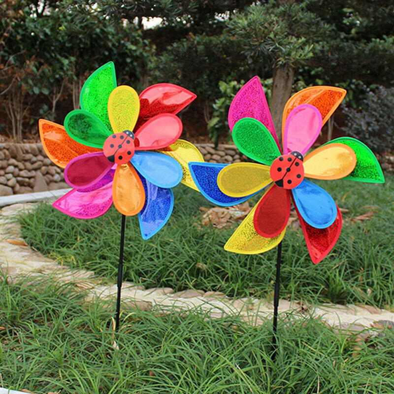 Double Layer Ladybug Windmill Wind Spinner Pinwheel Home Garden Yard Deco.l8