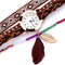 Women Dark Brown Weaving Feather Band Wristwatch Bracelet Quartz Watch