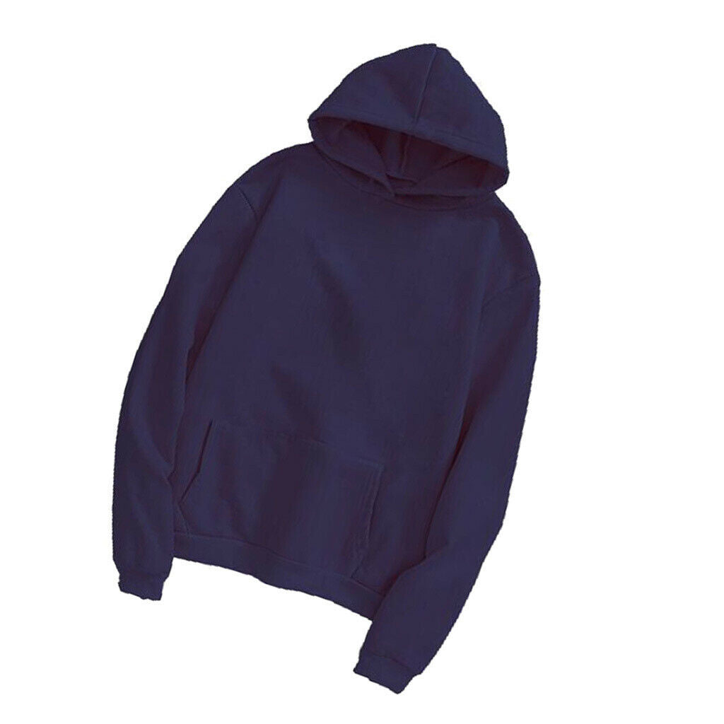 Womens Mens Hooded Fleece Sweatshirt Casual Basic Pullover Sweatshirt 4XL