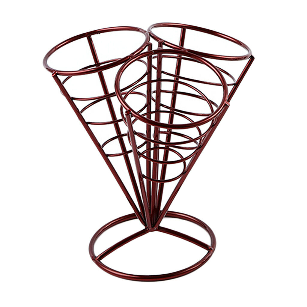 French Fry Stand Cone Basket Holder for Fries Fish Chips Appetizers Red