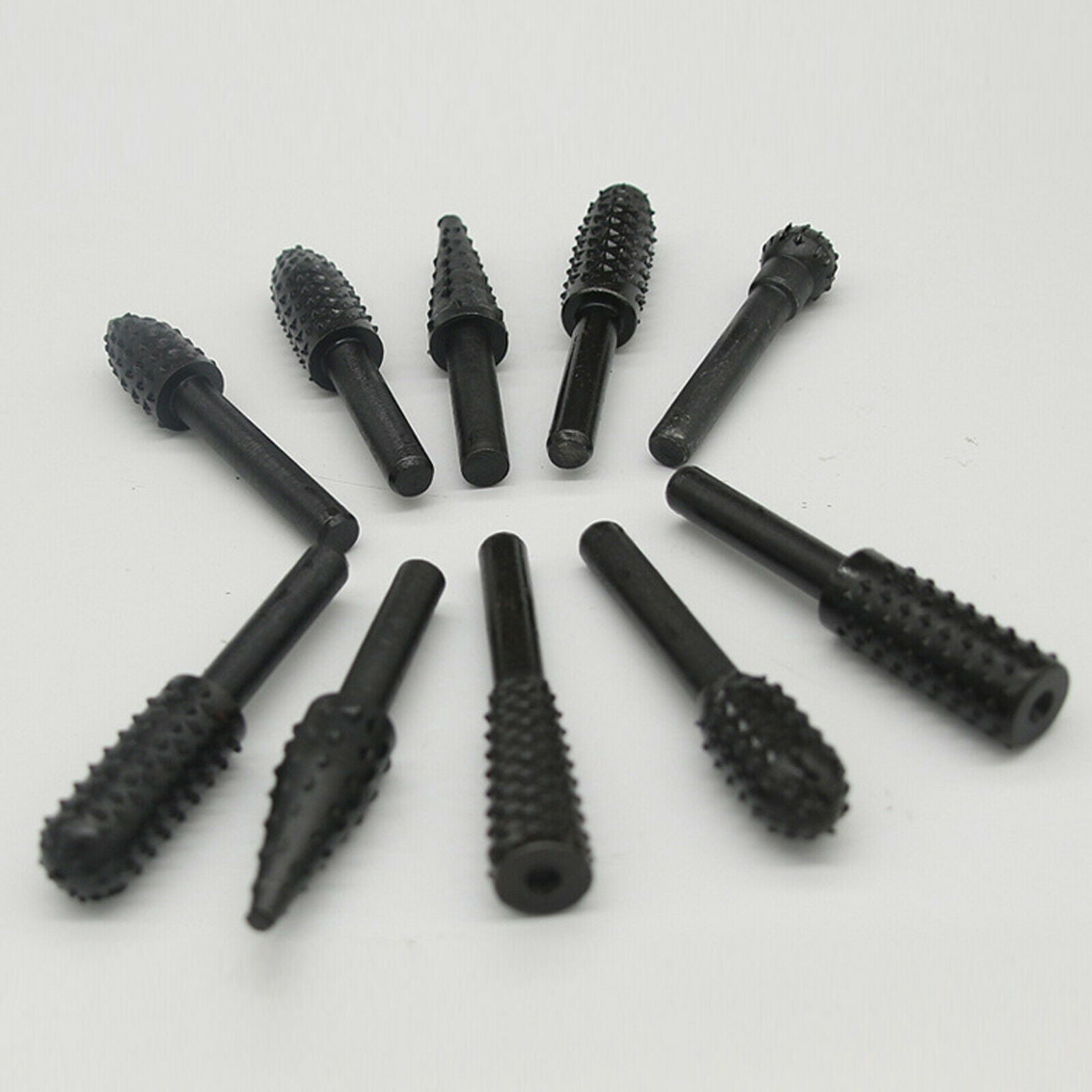 10 x HSS Rotary Burr Set 6mm Shank Drill Bits Tool for DIY Woodworking Carving