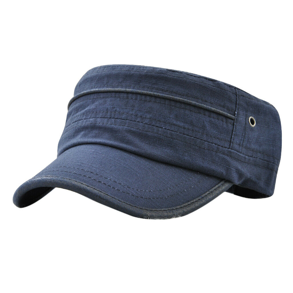 Men Adjustable Army Plain Hat Cadet Military Baseball Sport Cap Blue