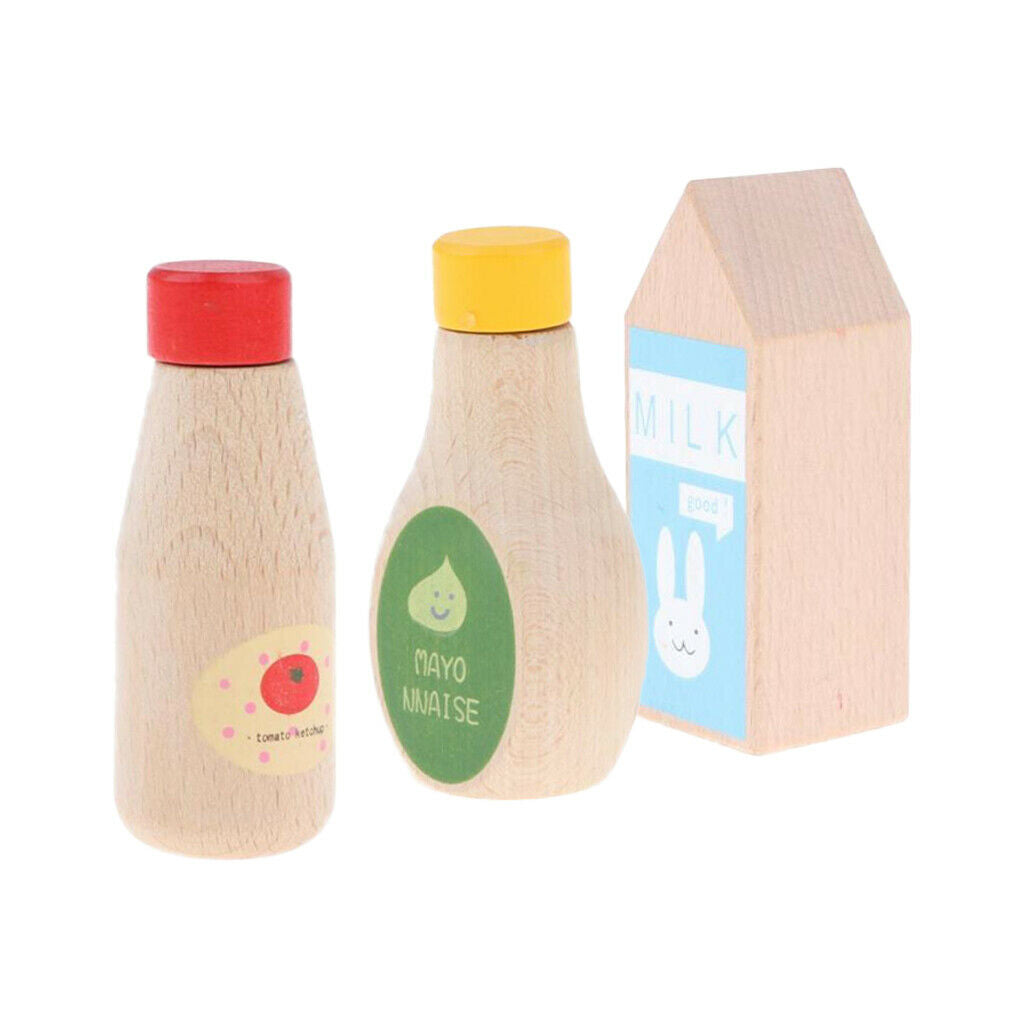 Condiments Tomato Ketchup Mayonnaise Bottle Wooden Pretend Toys