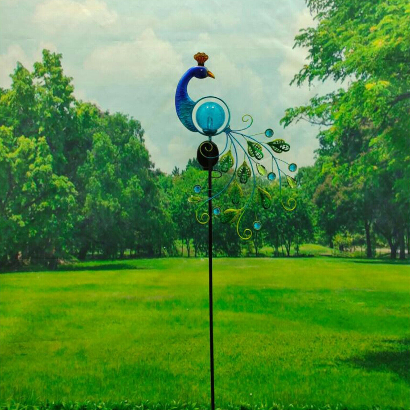 Outdoor Peacock Solar Light Yard Lawn Backyard Patio In-Ground Garden Lights