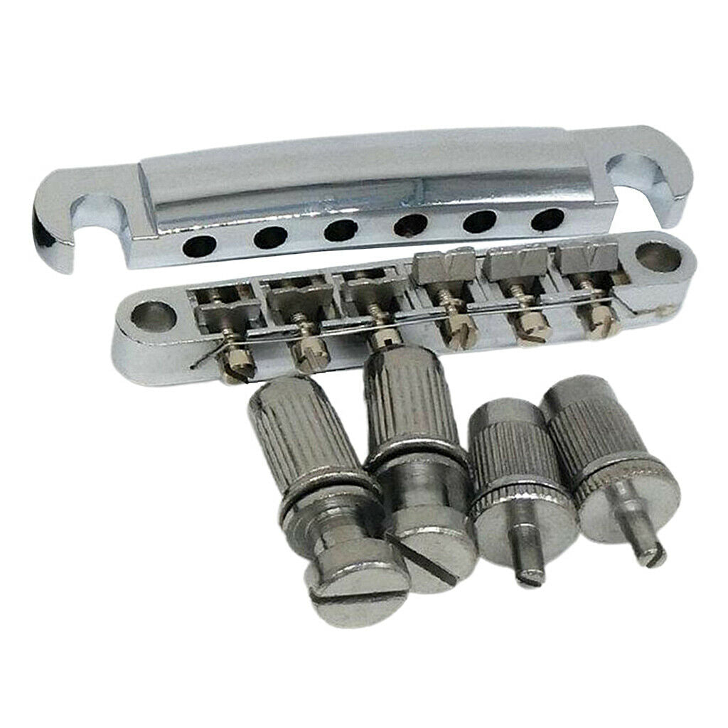 6 String Electric Guitar Bridge Tailpiece Fit for LP Style Guitar Silvery