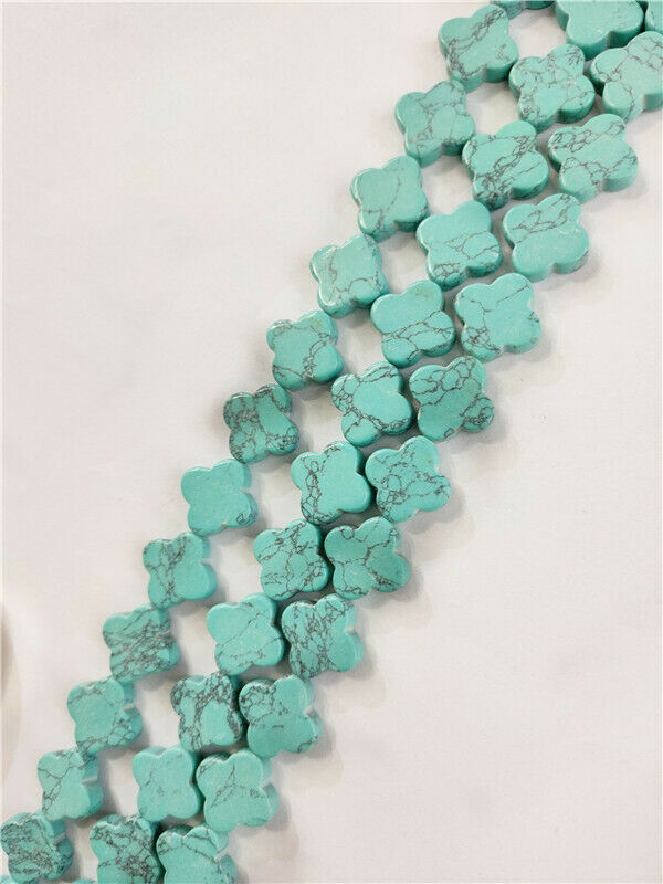 1 Strand 14x4mm Green Turquoise Lucky Clovers Spacer Loose Beads 15.5inch HH170