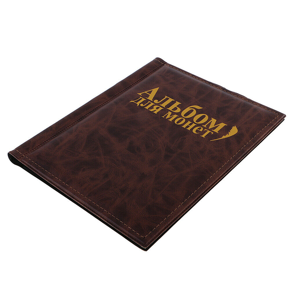 250 Coin Collection Holder Storage Money  Pockets Album Book Gift Brown