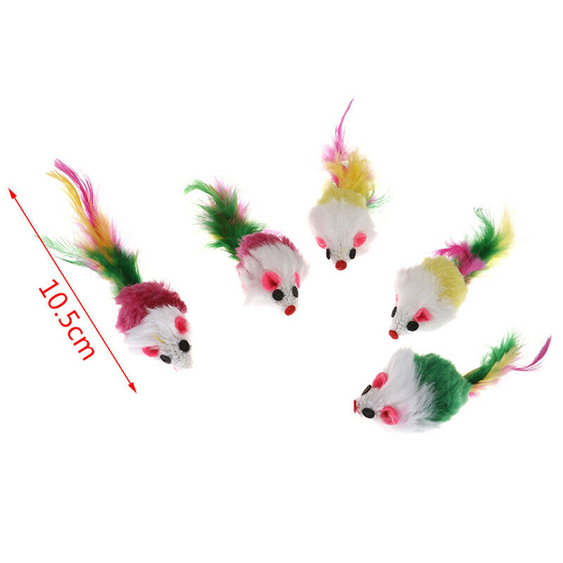 Mini Mouse Pet Cat Interactive Toys Cat Kitten with Colorful FeatherPlush.l8