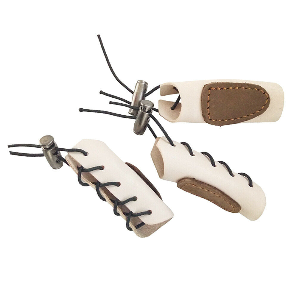 Cow Leather Three Finger Archery Gloves, Finger Tab Guard Strap, Adjustable, for
