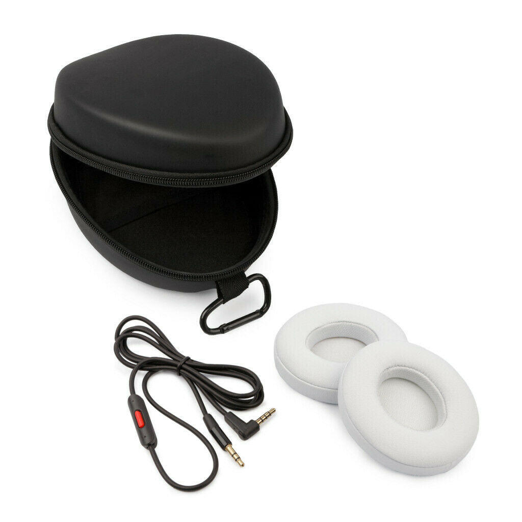Carry Case Cable Cushion Kit White for Beats Studio 2.0 Headphones Earpads Aux