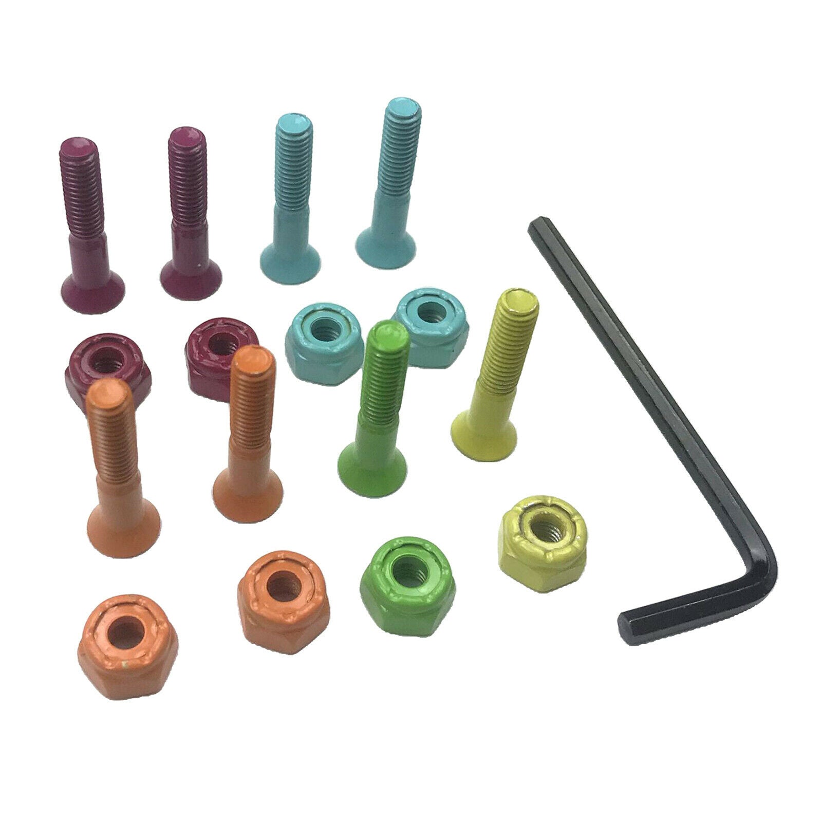 8Pieces Colorful Longboard Skateboard Truck Wheel Hardware Screws 1 Inches