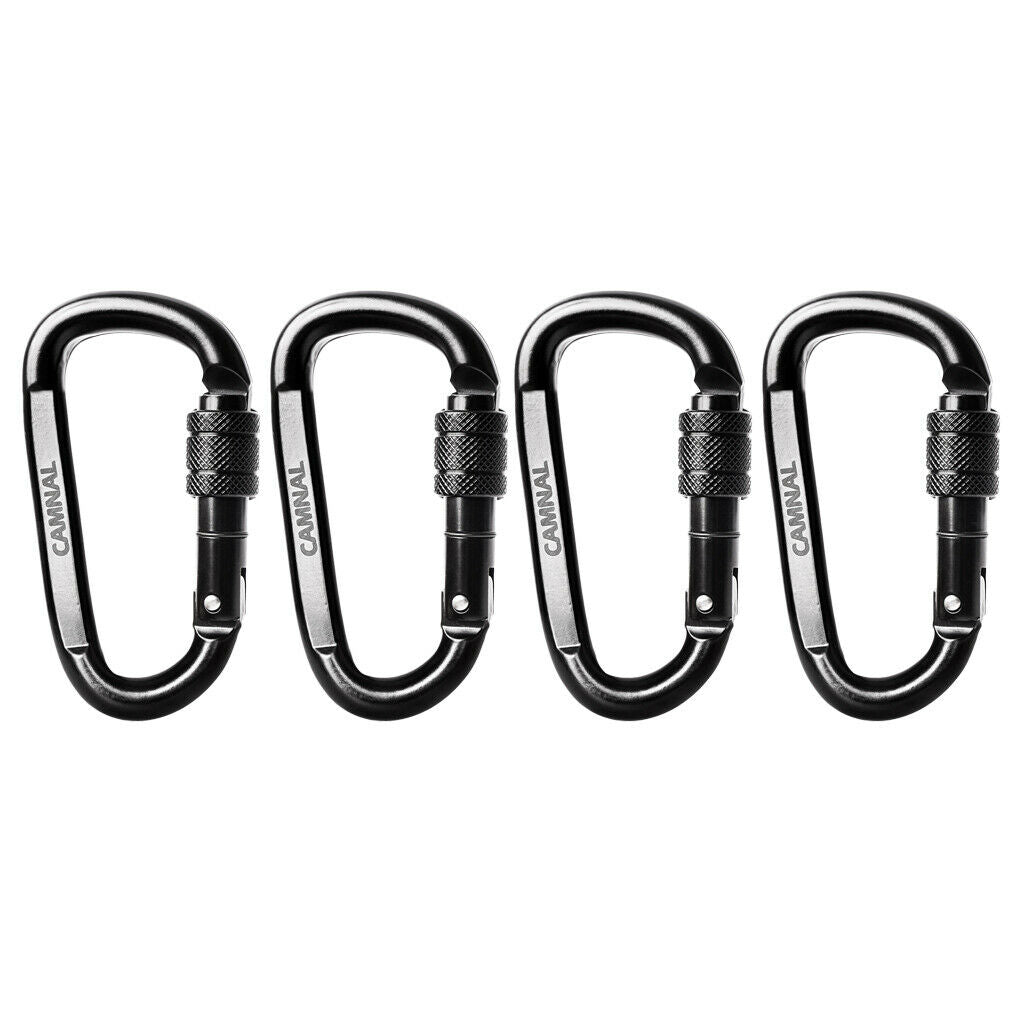 4pcs 30KN Screw Locking Climbing Carabiner for Safety Exploring Rappelling