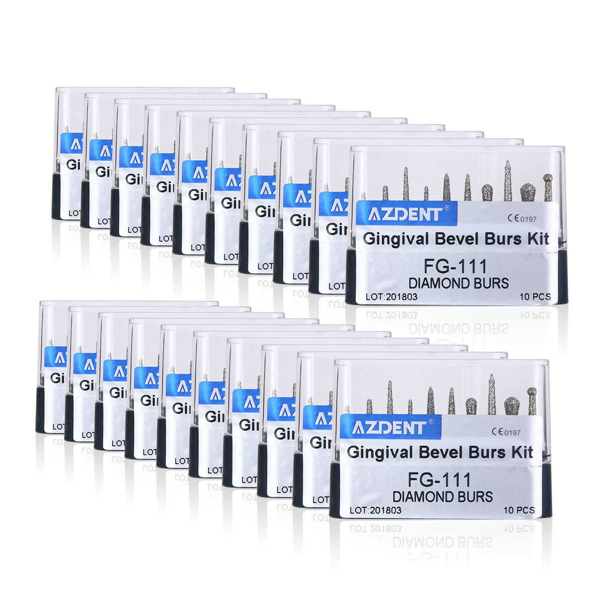 50 Kits Dental Diamond Burs Set FG-111 Gingival Bevel Bus Kit 10pcs/Set AZDENT