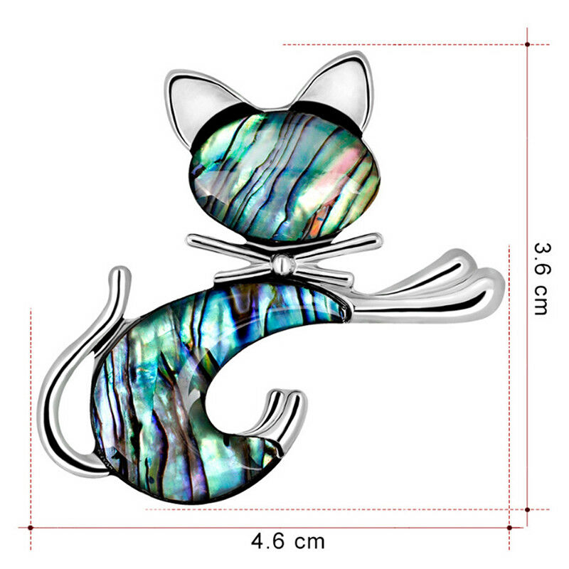 Retro Abalone Shell Brooch Pin Wedding Bridal Bouquet Animal Cat Brooch J.l8