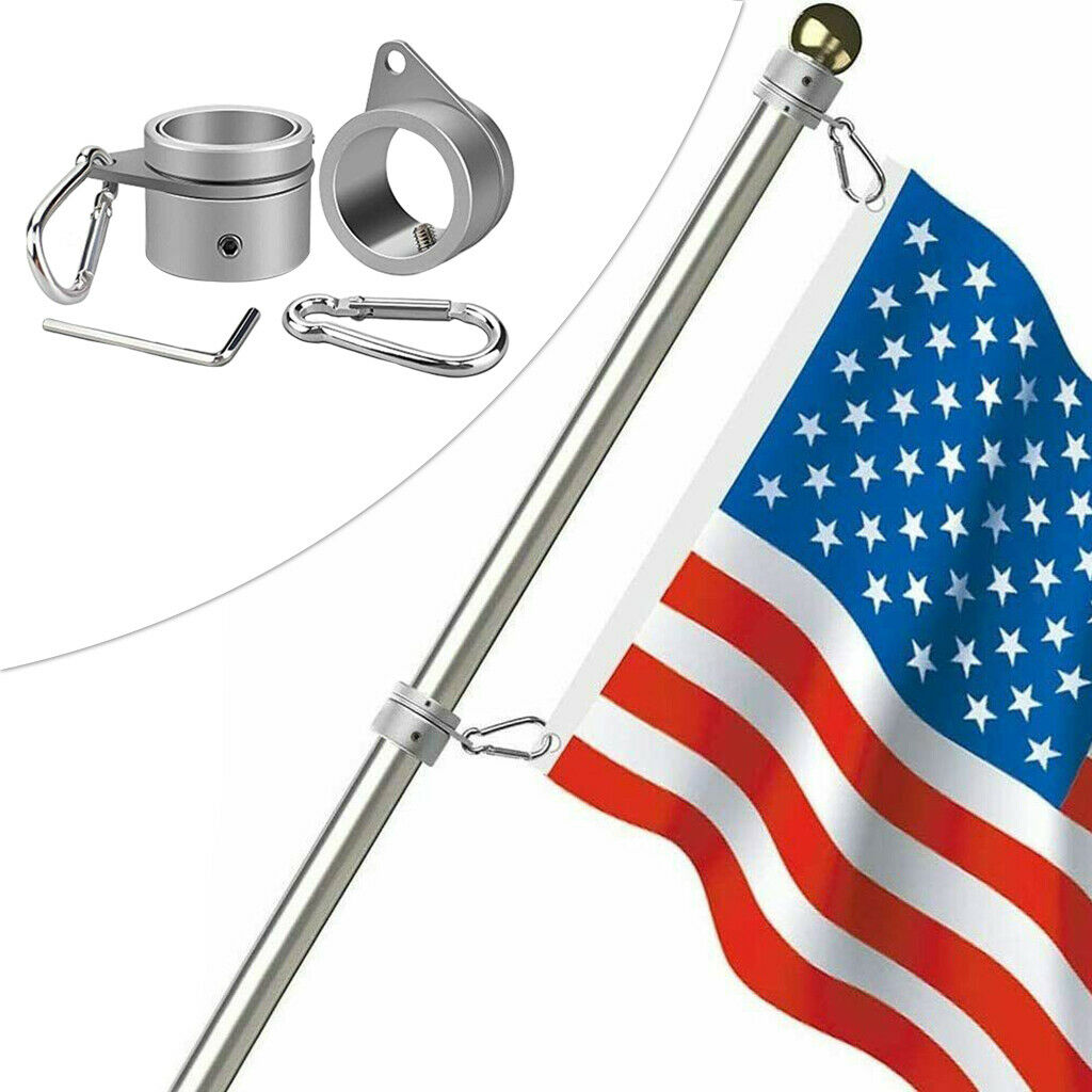 1 Pair Flag Pole Rotating Mounting Rings  Free Grommet Clip Attachs 1"