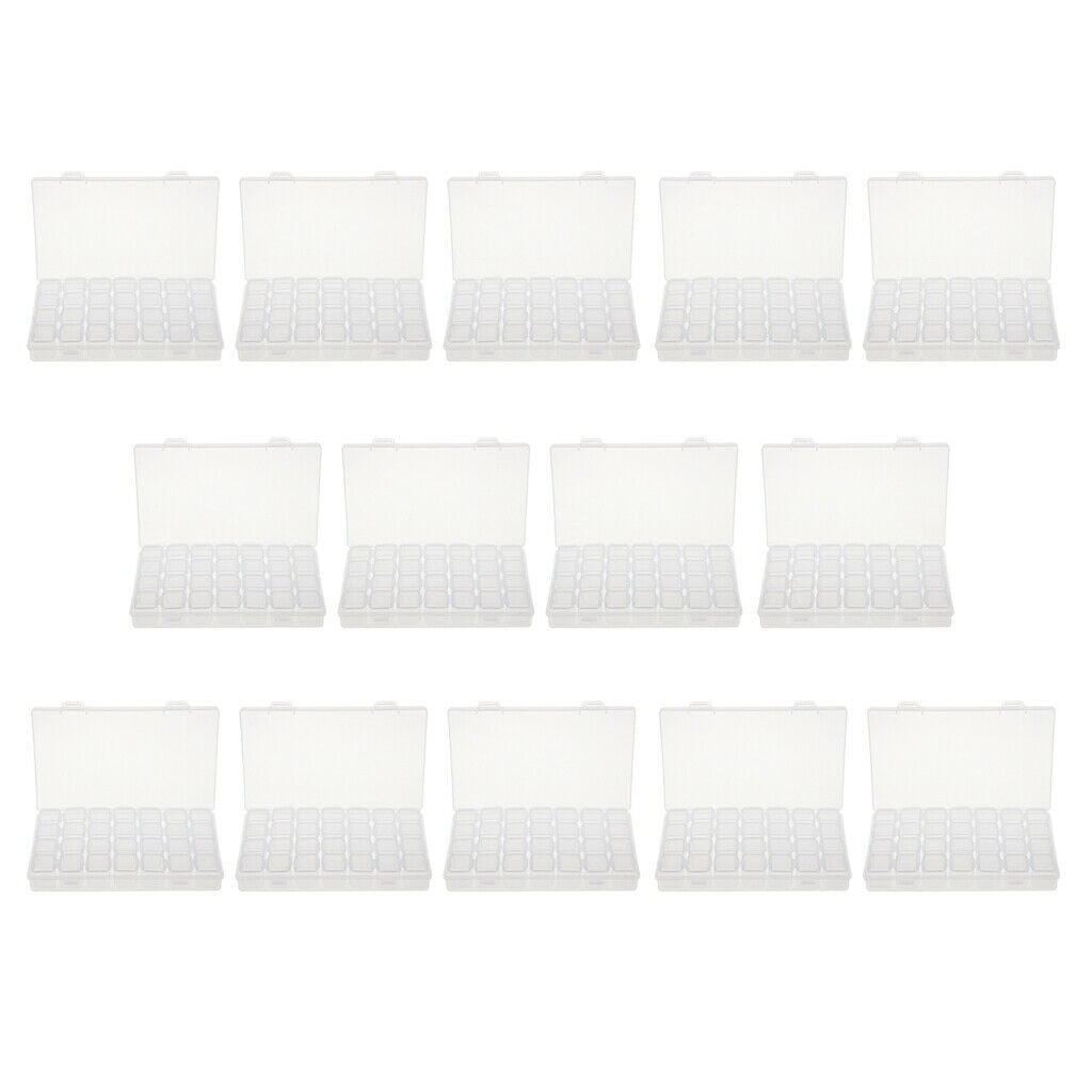 14x 28Slots Jewelry  Nail Tip Pill Mini Things Contianer Small Items Plastic