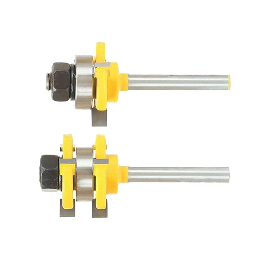 2pcs Tongue & Groove Router Bit Set 1/4" Shank Wood Cutter Tool