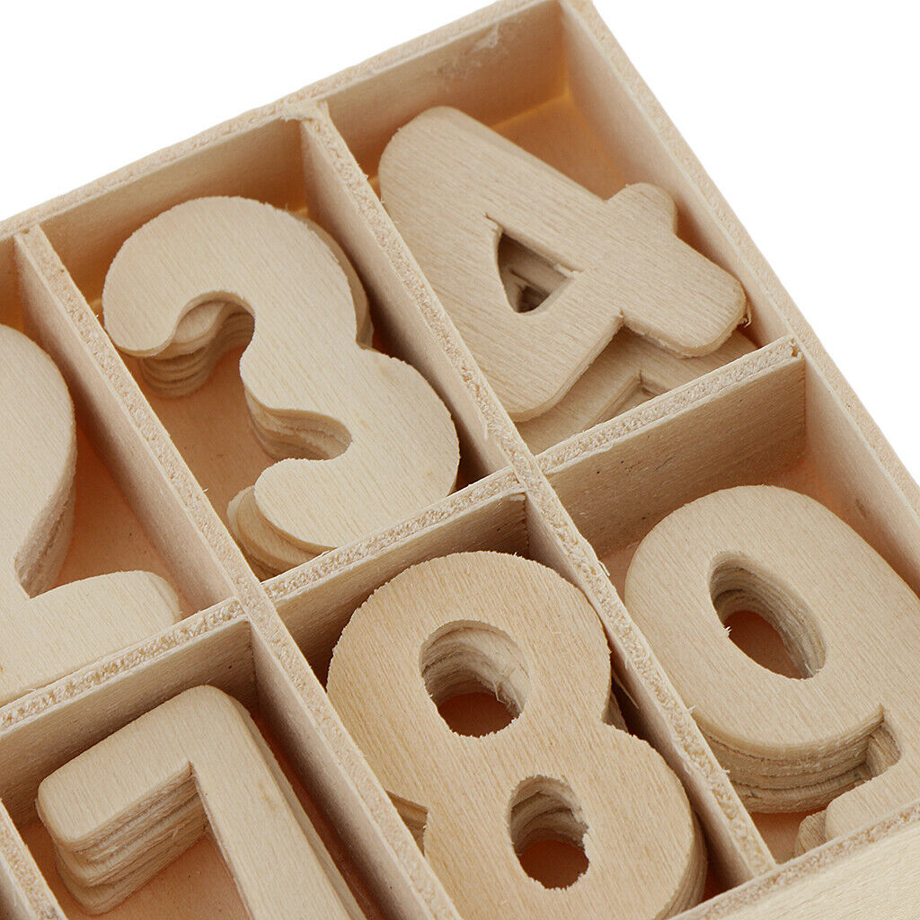 60pcs Wooden Numbers - Craft Numbers with Storage Tray Kids Learning Tools