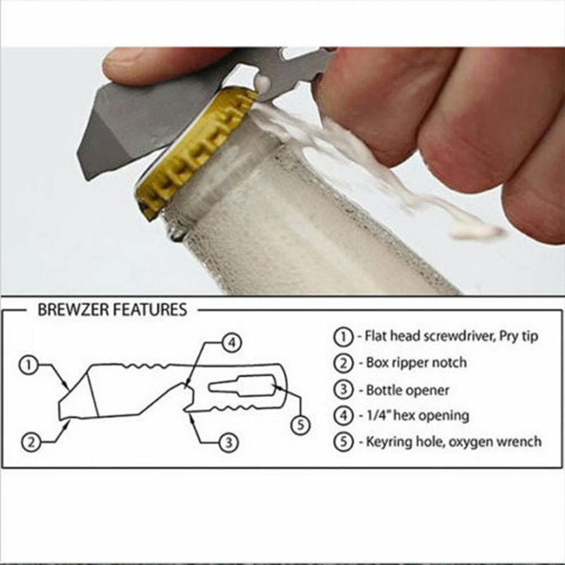 Multifunction Outdoor EDC Pocket Tool Pry Bar Bottle Opener Keychain Tools