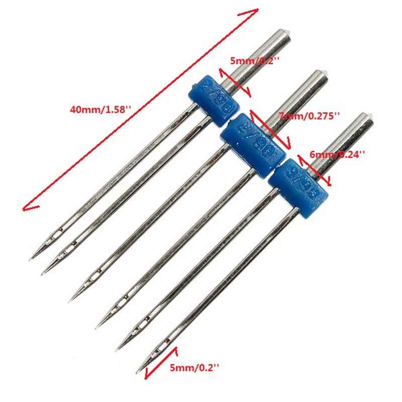3pcs Twin Double Needle Size 2.0/90, 3.0/90, 4.0/90 Sewing Machine Needles.l8
