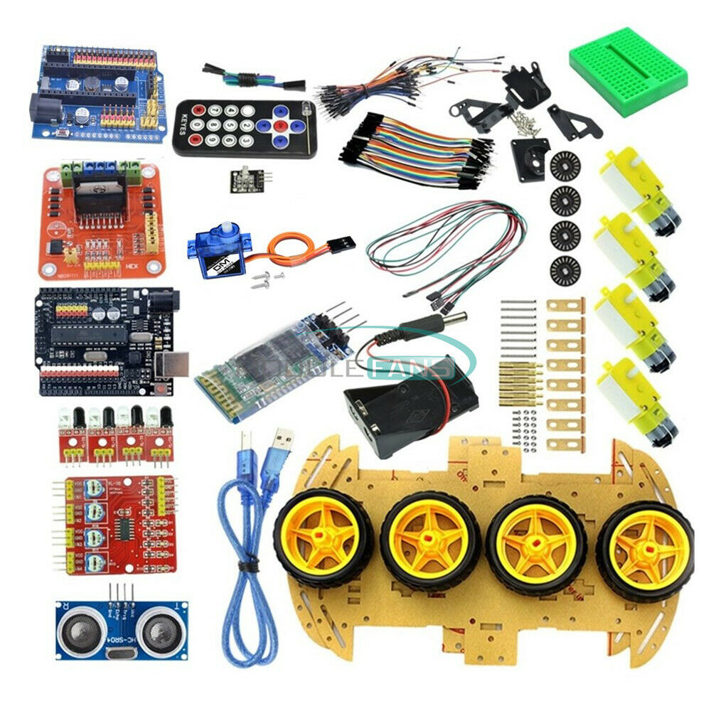 Atmega328P Smart Car Kits + UNO R3 + Nano V3.0 I/O Shield + L298N Motor Driver