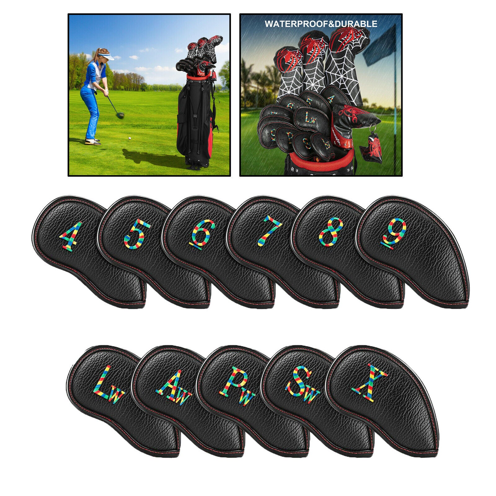 Embroidered 11 PCS Set Golf Club Caps Iron Head Protect Covers Golfer Gifts