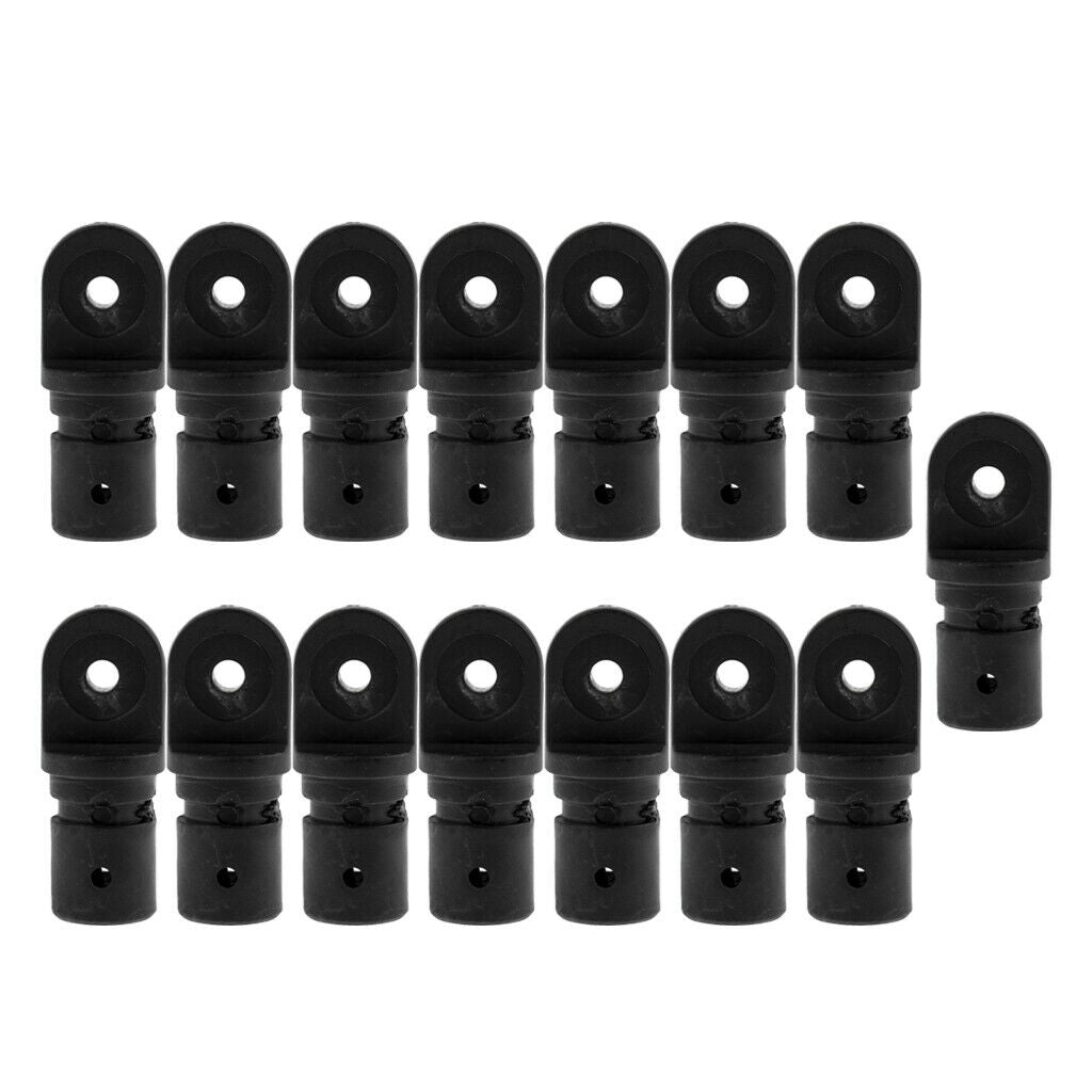 15 Pack Boat Bimini Fittings, 7/8inch Internal Eye End, Nylon, Black