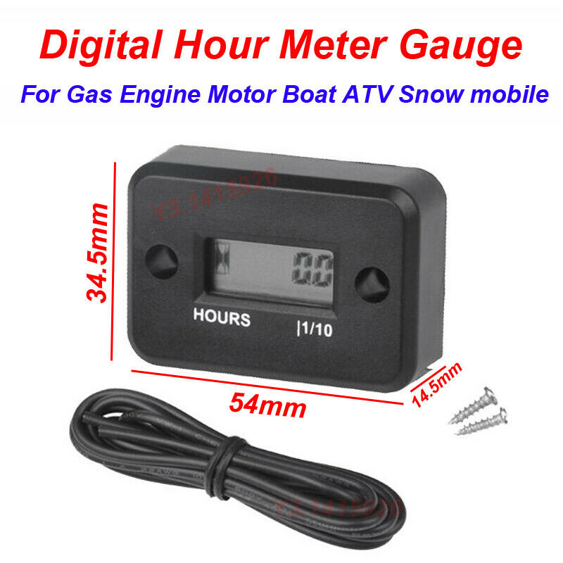 Digital Hour Meter Gauge For Gas Engine Motor Boat ATV Snowmobile Black