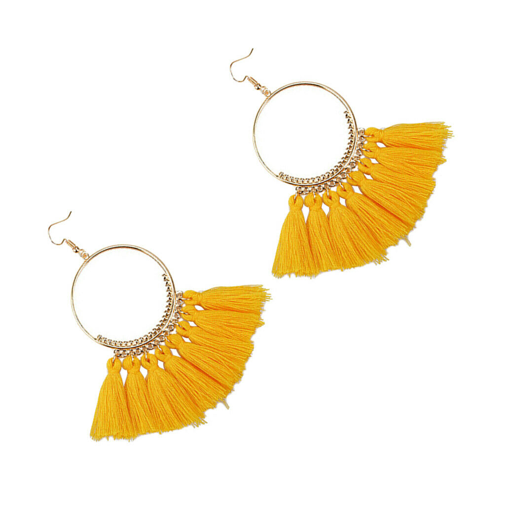 1Pair Drop Earrings Women Dangle Earrings Glaze Glass Droplets Yellow