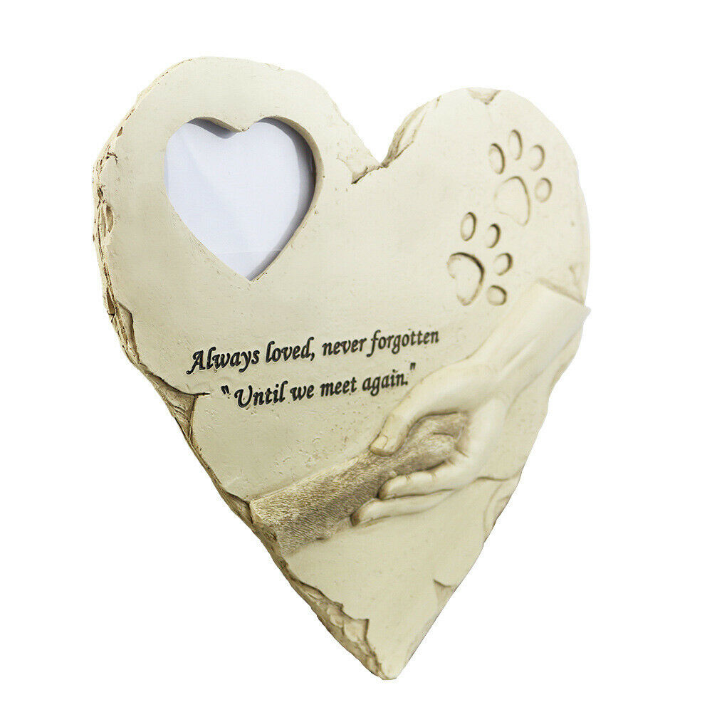 Pet Memorial Stone Cat Dog Headstone Heart Grave for Garden Marker Paw Tombstone