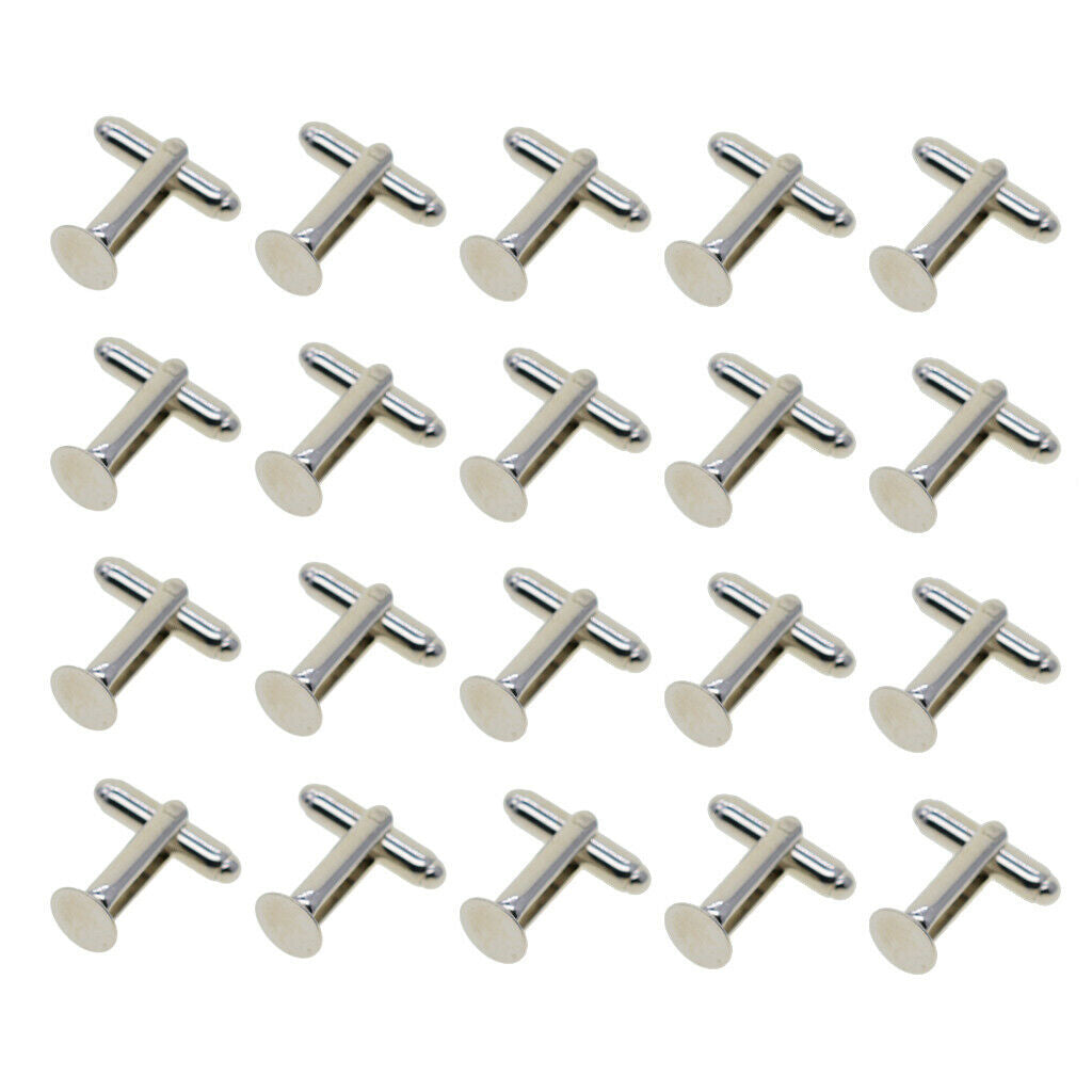 20 Pcs Blank Round Cuff Link Settings Bases Pads Setting Cuff Links Findings