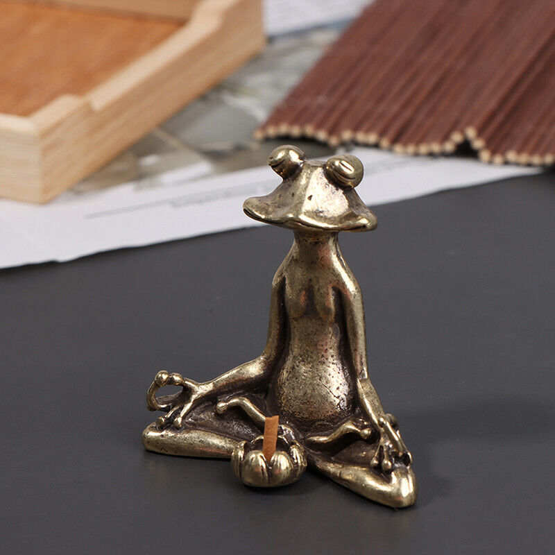 Meditate Buddhism Frog Statue Ornament Animal Incense Burner Desk Decor T.l8
