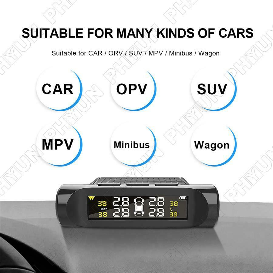 Battery Digital LCD Car TPMS Tire Pressure Monitoring System +4 External Sensors