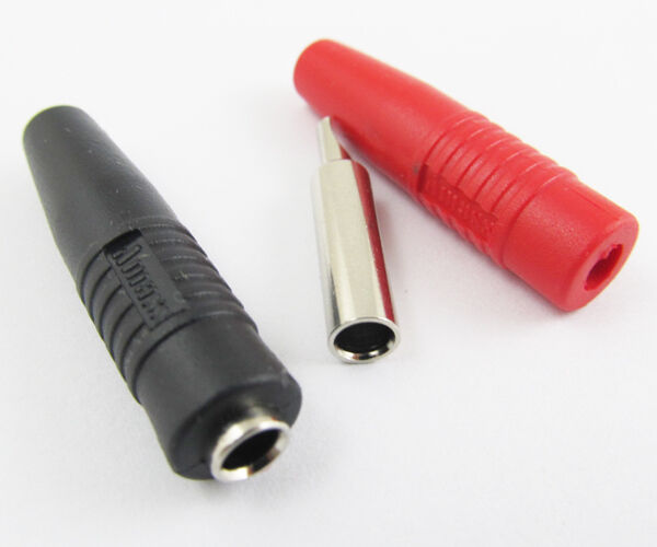 2 pcs Copper 4mm Banana Jack Socket Test Connector Adapter 2 colors Red Black
