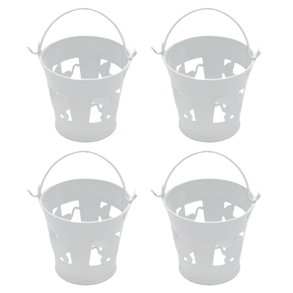 4pcs/set White Mini Metal Iron Buckets Pail Style Gift Box DIY Party Decor