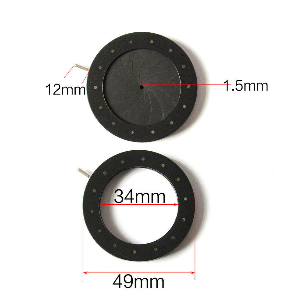 1.5-34mm Optics Iris Diaphragm Aperture 49mm Outer Diameter for Limiting Light