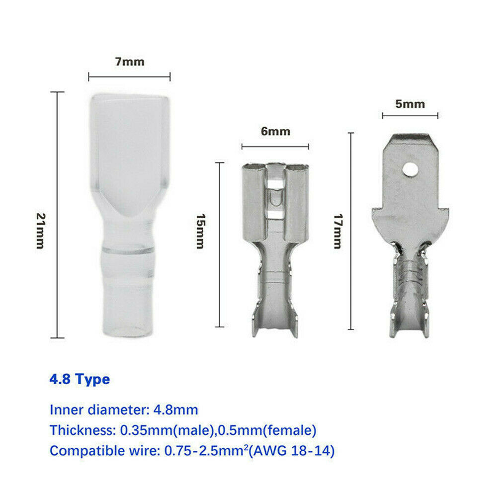 315PCS 2.8mm/4.8mm/6.3mm Female Male Spade Connectors Wire Crimp Splice Terminal