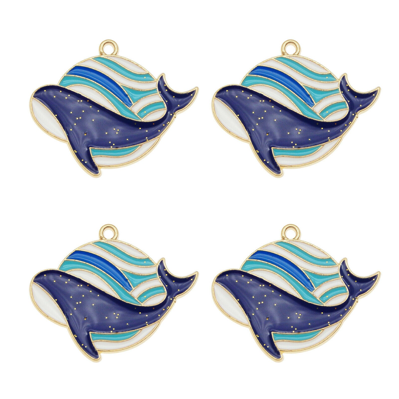 12pcs Blue Whale Charm Enamel Marine Animal Alloy Pendant Jewelry Dangle 30*25mm