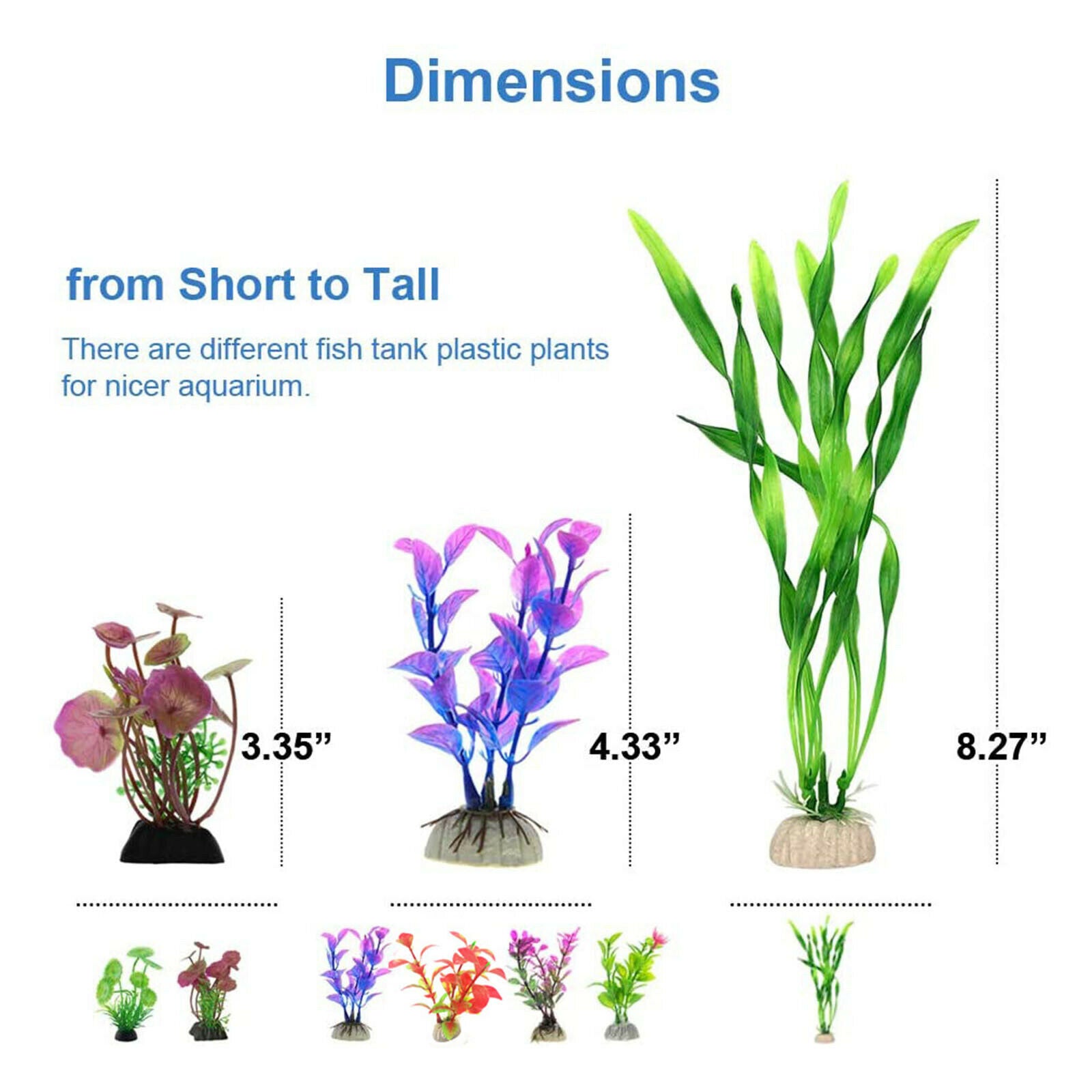 12Pieces Aquarium Ornament Artificial Plant Fish Tank Shelter Waterscape