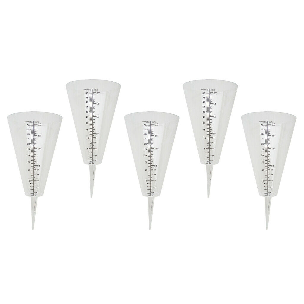 5 Pieces Plastic Rain Gauge with Stakes for Home Outdoor