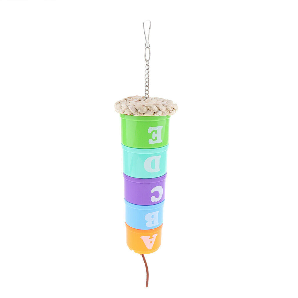 Plastic Bird Parrot Stainless Steel Feeding Drinking Hanging Cup Food Bowl Food