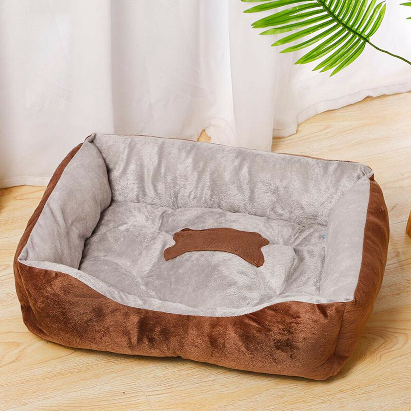 Soft Warm Pet Bed Dog Cat Cozy Cushion Mats Plush Bed Blanket Brown 70x54CM