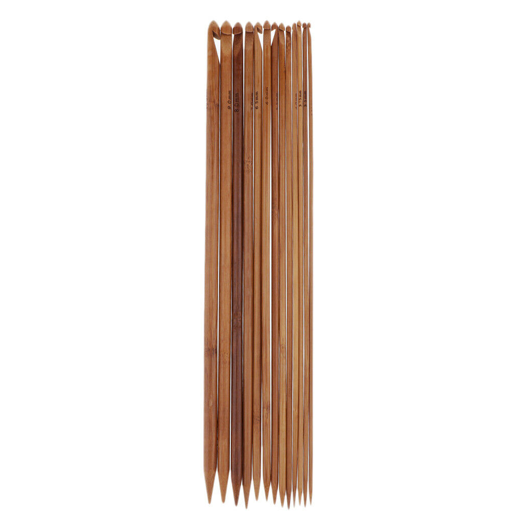 14 Sizes Wooden Double Ended Crochet Hook Knitting Weaving Crafts Tool 35cm