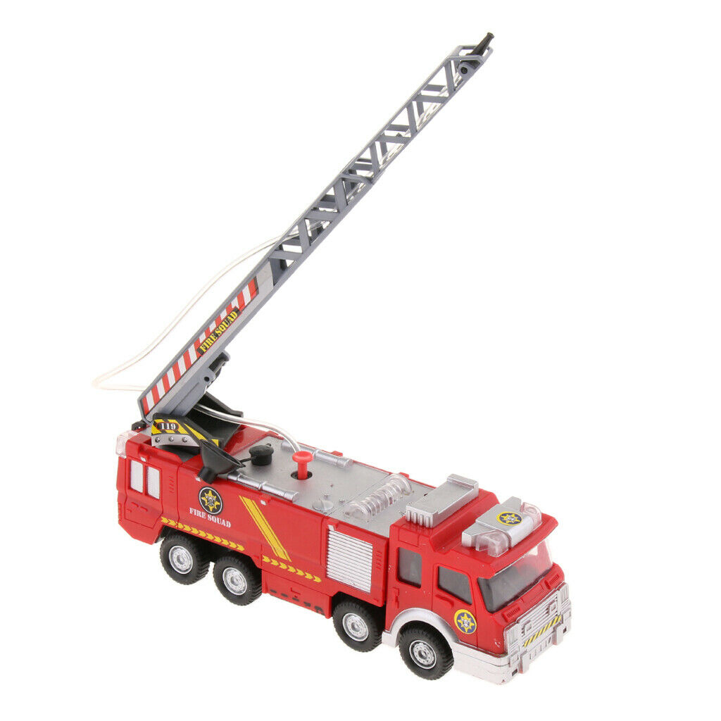 9 Inch  Fire Truck with Bump and Go Action sprays Real Water with Lights and