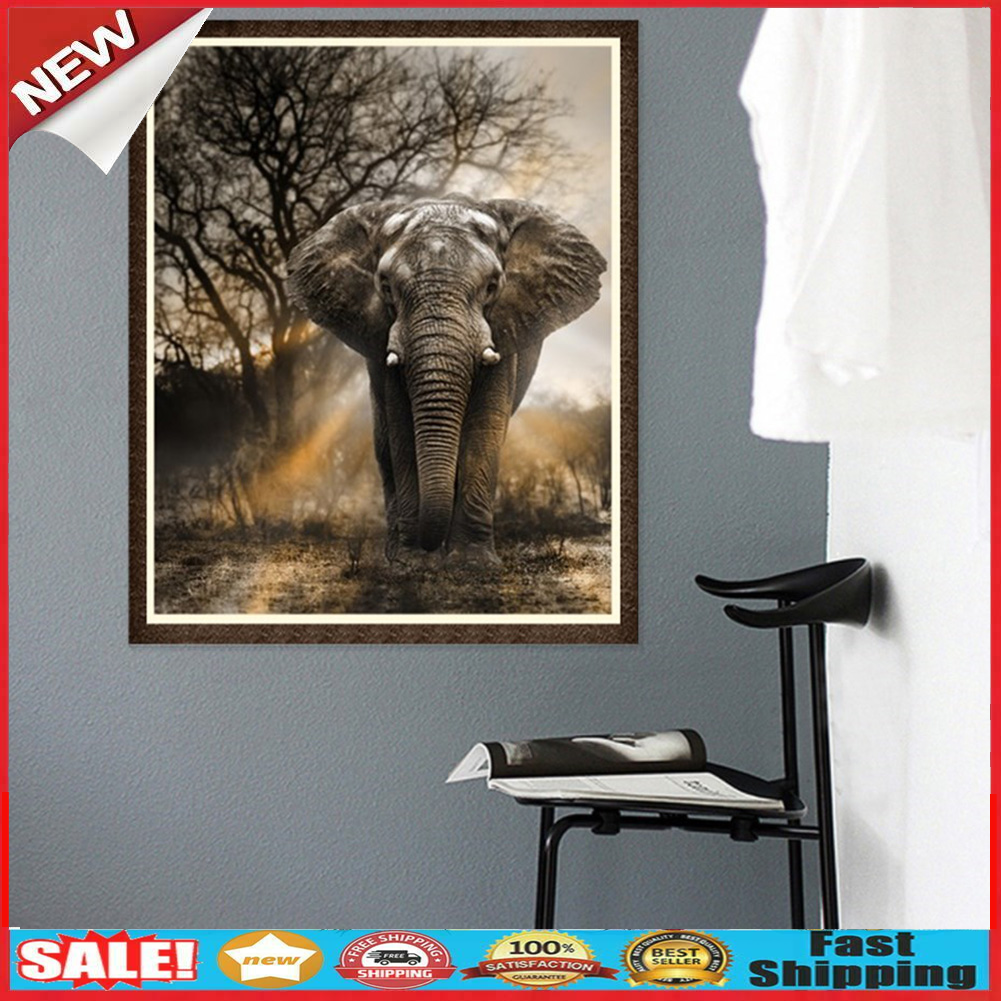 DIY 5D Elephant Full Drill Round Diamond Painting Embroidery Home Decor @
