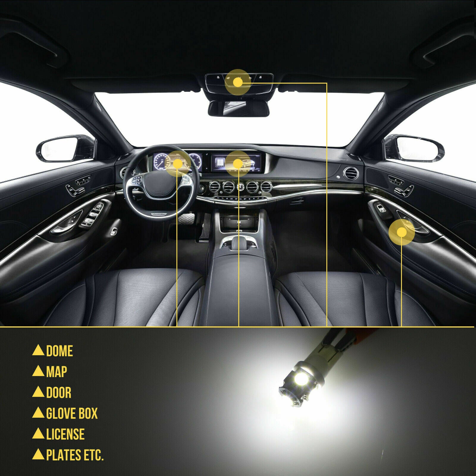28Pcs Auto Car Interior LED Lights Dome License Plate Mixed Lamp Kit Accessories