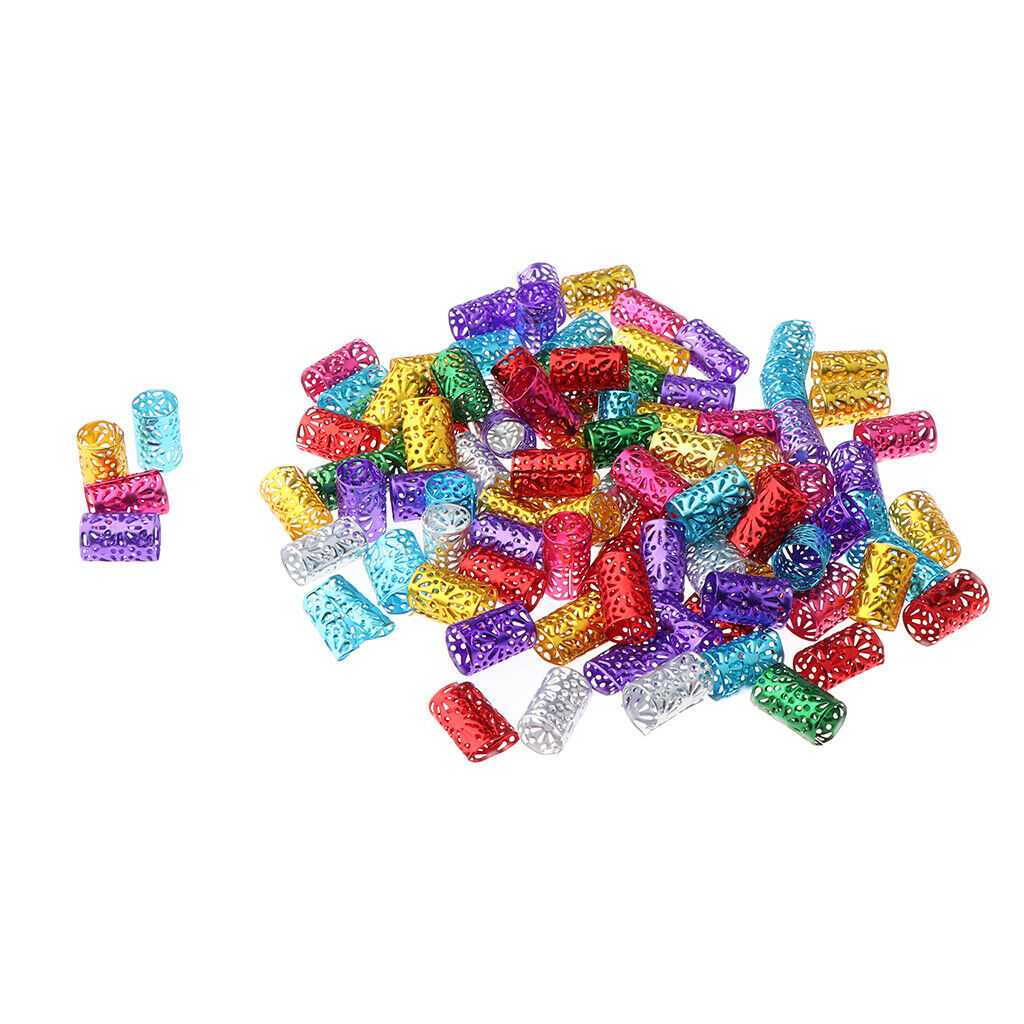 100x Hair Cuffs Aluminum Dreadlock Beads Bulk DIY Hairstyle Braids Ponytail